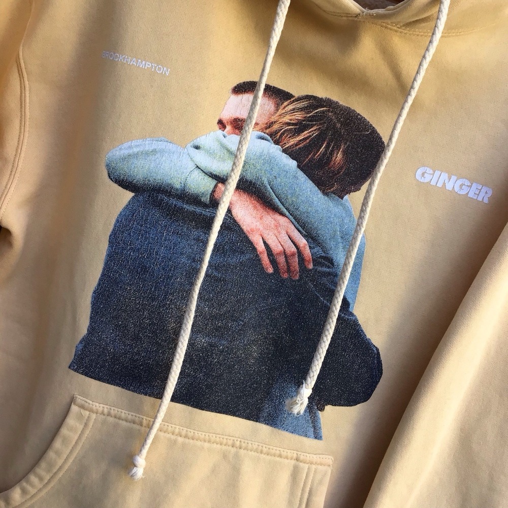 Brockhampton Ginger Album Hoodie Men's Medium Cream Yellow Graphic Pullover - Picture 3 of 7